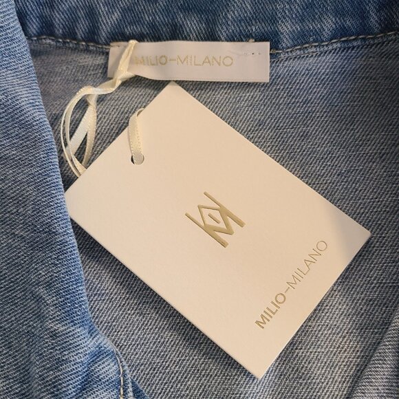 Milio Milano Italy Denim Vest Cut Off Sleeve Biker Trucker Grunge NEW XL Button - Picture 4 of 10